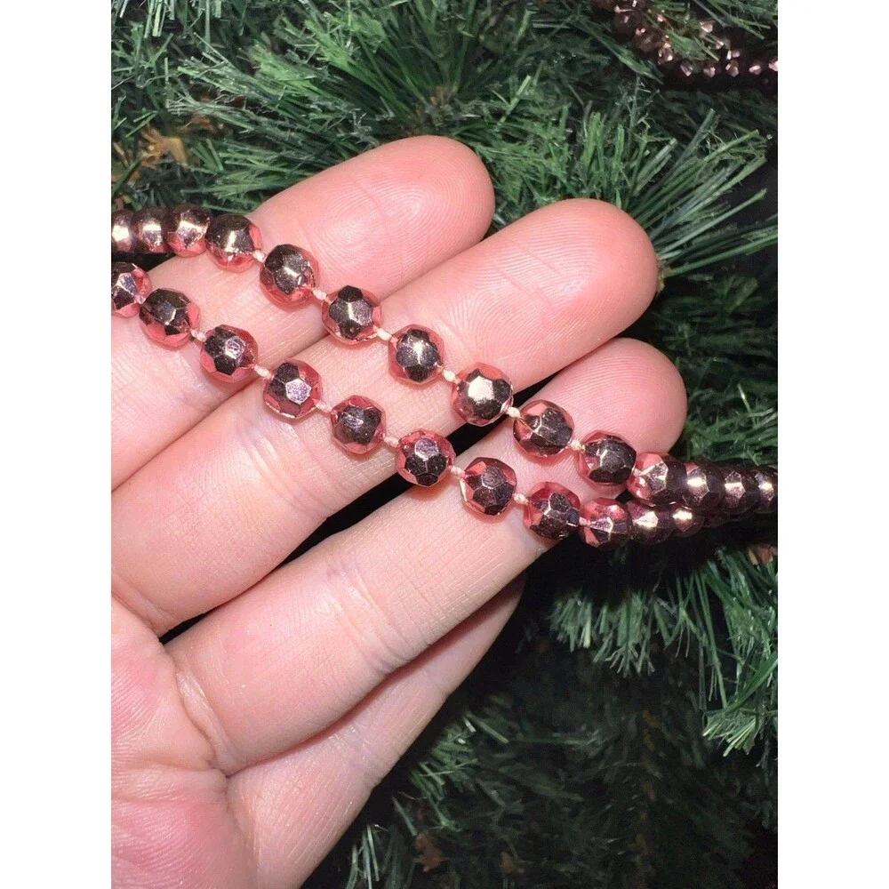 Vintage Christmas Bead Garland Hue Lot Pearl Pink Blue 60+ Yards, Holiday Decor,
